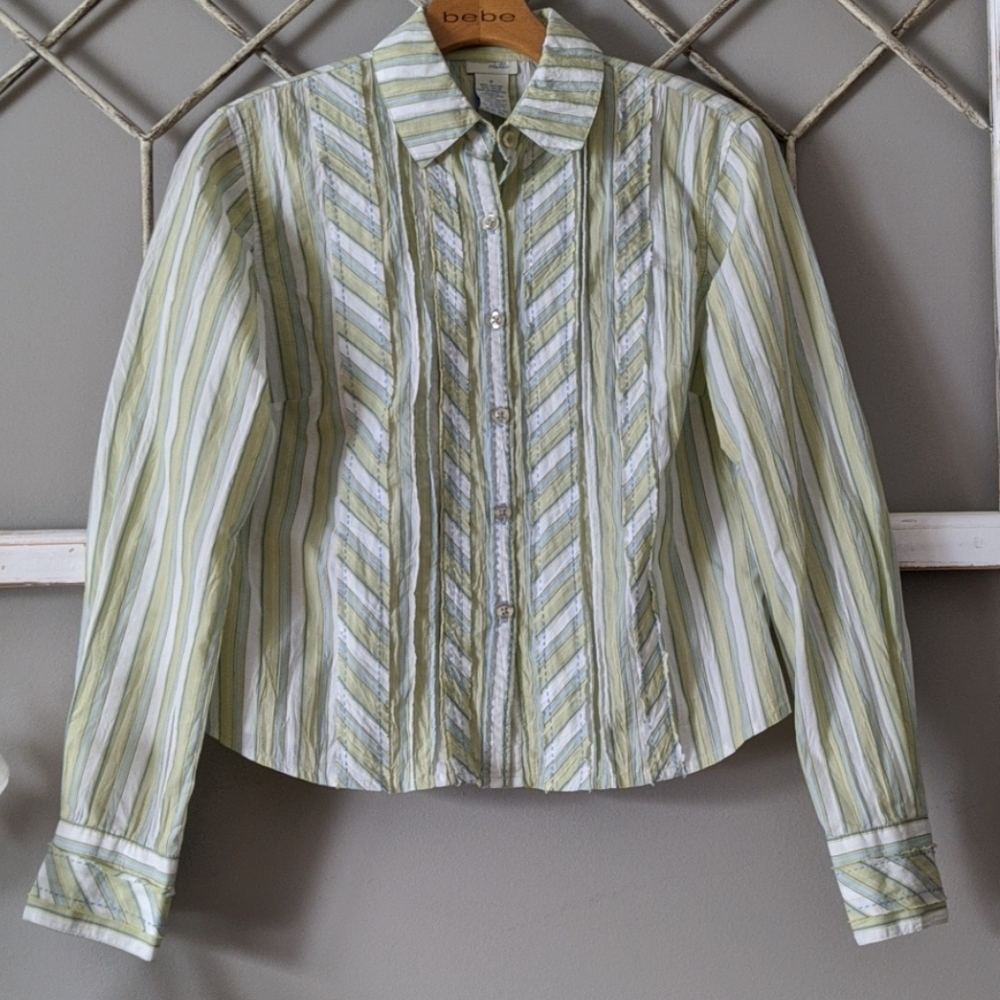 Anthropologie Odille cropped pintuck blouse 0